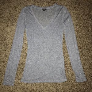 Express Light Blue Sparkly Long Sleeved Top